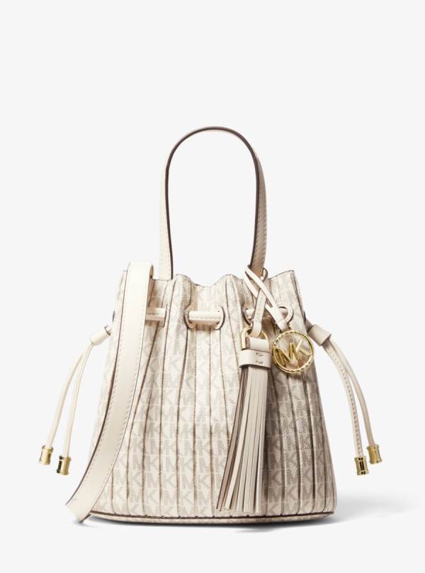Damske Prenosná Taška Michael Kors Willa Extra-Small Pleated Logo Krém - Kabelky Michael Kors Lacne | ZGXPA-8764